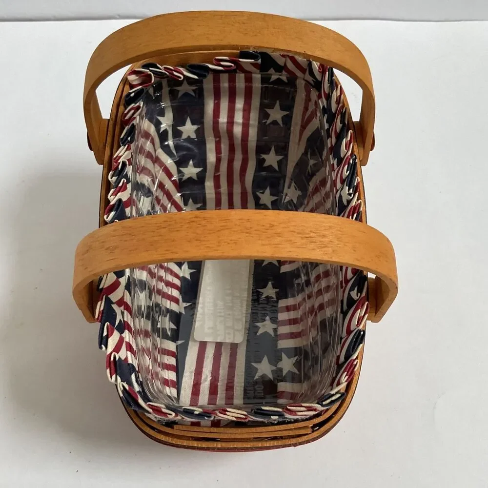 Longaberger All American SUMMERTIME Patriotic Basket Star Stripe Liner Protector